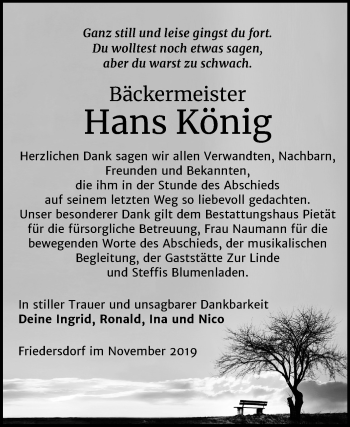 Traueranzeige von Hans König von Mitteldeutsche Zeitung Bitterfeld