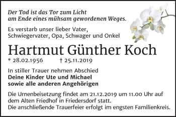 Traueranzeige von Hartmut Günther Koch von Mitteldeutsche Zeitung Bitterfeld
