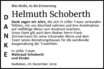 Traueranzeige von Helmuth Schoberth von Super Sonntag Dessau-Roßlau