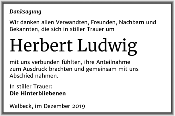 Traueranzeige von Herbert Ludwig von Super Sonntag Mansfelder Land