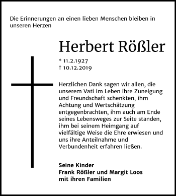 Traueranzeige von Herbert Rößler von Mitteldeutsche Zeitung Naumburg/Nebra