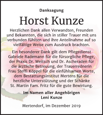 Traueranzeige von Horst Kunze von Mitteldeutsche Zeitung Naumburg/Nebra