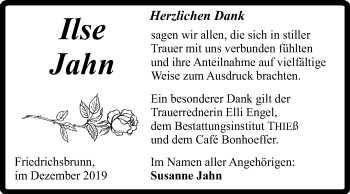 Traueranzeige von Ilse Jahn von Super Sonntag Quedlinburg