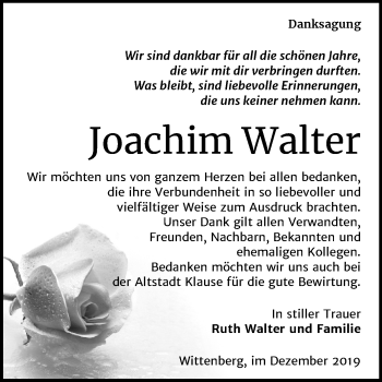Traueranzeige von Joachim Walter von Super Sonntag Wittenberg