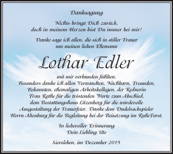 Traueranzeige von Lothar Edler von Super Sonntag Mansfelder Land