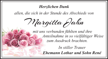 Traueranzeige von Margitta Jahn von Super Sonntag Dessau-Roßlau
