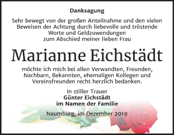 Traueranzeige von Marianne Eichstädt von Wochenspiegel Naumburg/Nebra