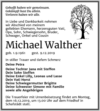 Traueranzeige von Michael Walther von Mitteldeutsche Zeitung Merseburg/Querfurt