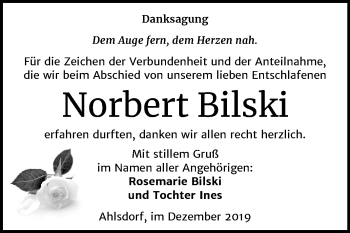 Traueranzeige von Norbert Bilski von Wochenspiegel Mansfelder Land