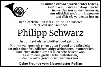 Traueranzeige von Philipp Schwarz von Super Sonntag Dessau-Roßlau