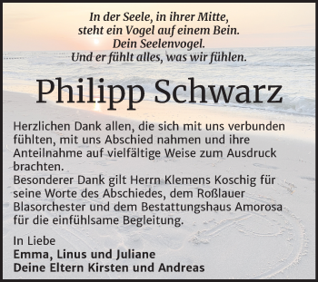 Traueranzeige von Philipp Schwarz von Super Sonntag Dessau-Roßlau