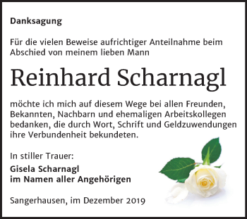 Traueranzeige von Reinhard Scharnagl von Mitteldeutsche Zeitung Sangerhausen