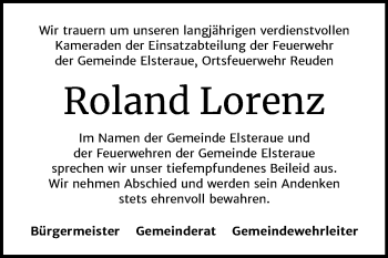 Traueranzeige von Roland Lorenz von Wochenspiegel Zeitz