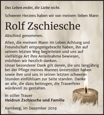Traueranzeige von Rolf Zschiesche von Mitteldeutsche Zeitung Wittenberg