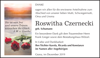 Traueranzeige von Roswitha Czernecki von Mitteldeutsche Zeitung Zeitz