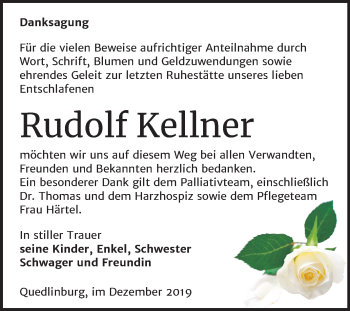 Traueranzeige von Rudolf Kellner von Super Sonntag Quedlinburg