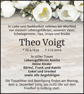 Traueranzeige von Theo Voigt von Mitteldeutsche Zeitung Bernburg