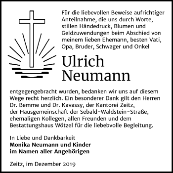 Traueranzeige von Ulrich Neumann von Mitteldeutsche Zeitung Zeitz