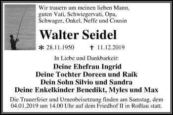 Traueranzeige von Walter Seidel von Mitteldeutsche Zeitung Dessau-Roßlau