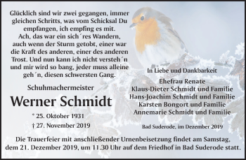 Traueranzeige von Werner Schmidt von Super Sonntag Quedlinburg