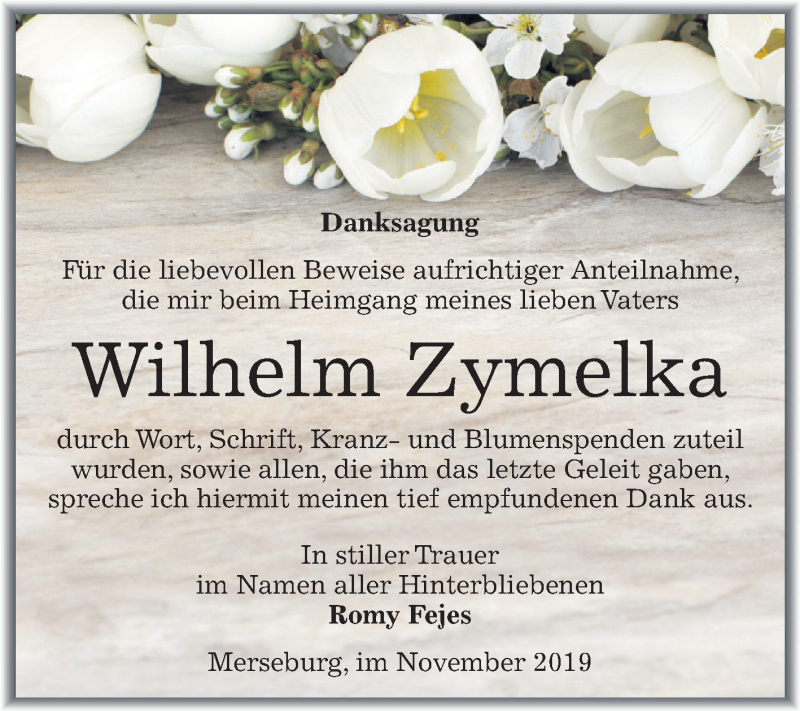  Traueranzeige für Wilhelm Zymelka vom 04.12.2019 aus Mitteldeutsche Zeitung Merseburg/Querfurt