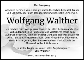 Traueranzeige von Wolfgang Walther von Mitteldeutsche Zeitung Halle/Saalkreis