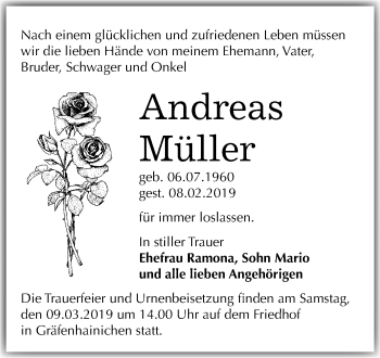 Traueranzeige von Andreas Müller von Mitteldeutsche Zeitung