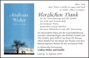 Traueranzeige von Andreas Weber von WVG - Wochenspiegel Dessau / Köthen