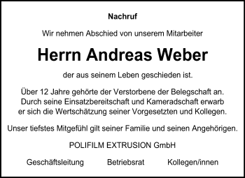 Traueranzeige von Andreas Weber von Mitteldeutsche Zeitung Köthen