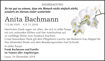 Traueranzeige von Anita Bachmann von WVG - Wochenspiegel NMB / WSF / ZTZ