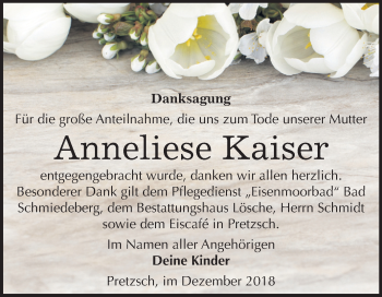 Traueranzeige von Anneliese Kaiser von Mitteldeutsche Zeitung Wittenberg