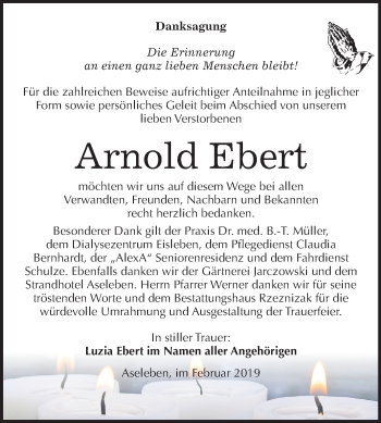 Traueranzeige von Arnold Ebert von Mitteldeutsche Zeitung