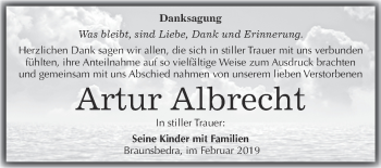 Traueranzeige von Artur Albrecht von WVG - Wochenspiegel Merseburg
