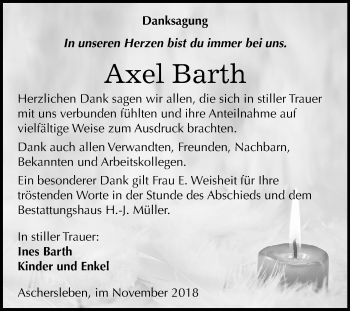Traueranzeige von Axel Barth von Mitteldeutsche Zeitung Aschersleben
