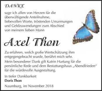 Traueranzeige von Axel Thon von WVG - Wochenspiegel Merseburg