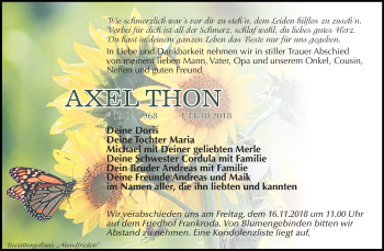 Traueranzeige von Axel Thon von WVG - Wochenspiegel Merseburg