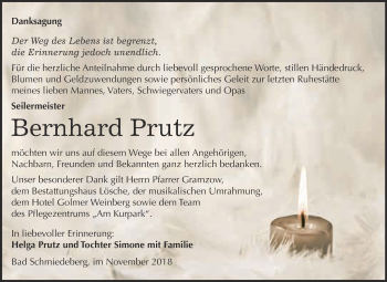 Traueranzeige von Bernhard Prutz von WVG - Wochenspiegel Wittenberg