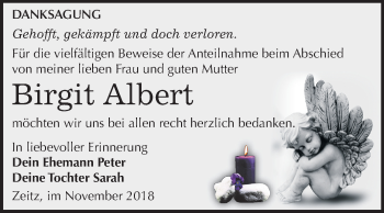 Traueranzeige von Birgit Albert von Mitteldeutsche Zeitung Zeitz