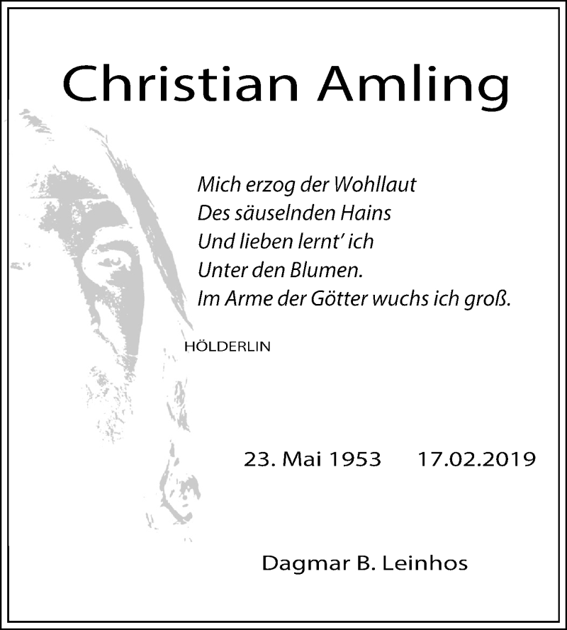  Traueranzeige für Christian Amling vom 23.02.2019 aus Mitteldeutsche Zeitung Quedlinburg
