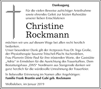 Traueranzeige von Christine Rockmann von Mitteldeutsche Zeitung