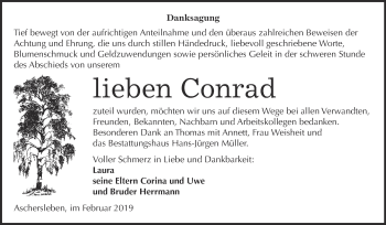 Traueranzeige von Conrad  von Super Sonntag Aschersleben
