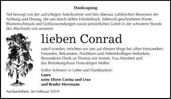 Traueranzeige von Conrad  von Mitteldeutsche Zeitung Aschersleben