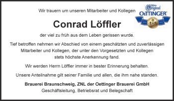 Traueranzeige von Conrad Löffler von Super Sonntag Aschersleben