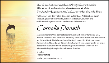Traueranzeige von Cornelia Donath von Mitteldeutsche Zeitung Bitterfeld