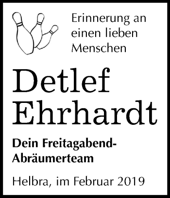 Traueranzeige von Detlef Ehrhardt von Mitteldeutsche Zeitung