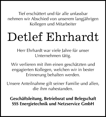 Traueranzeige von Detlef Ehrhardt von Mitteldeutsche Zeitung