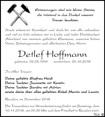 Traueranzeige von Detlef Hoffmann von Mitteldeutsche Zeitung Zeitz
