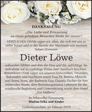 Traueranzeige von Dieter Löwe von Mitteldeutsche Zeitung