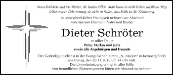 Traueranzeige von Dieter Schröter von Mitteldeutsche Zeitung Wittenberg