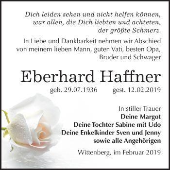 Traueranzeige von Eberhard Haffner von Mitteldeutsche Zeitung